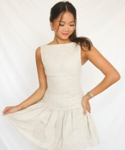 see you again linen mini dress