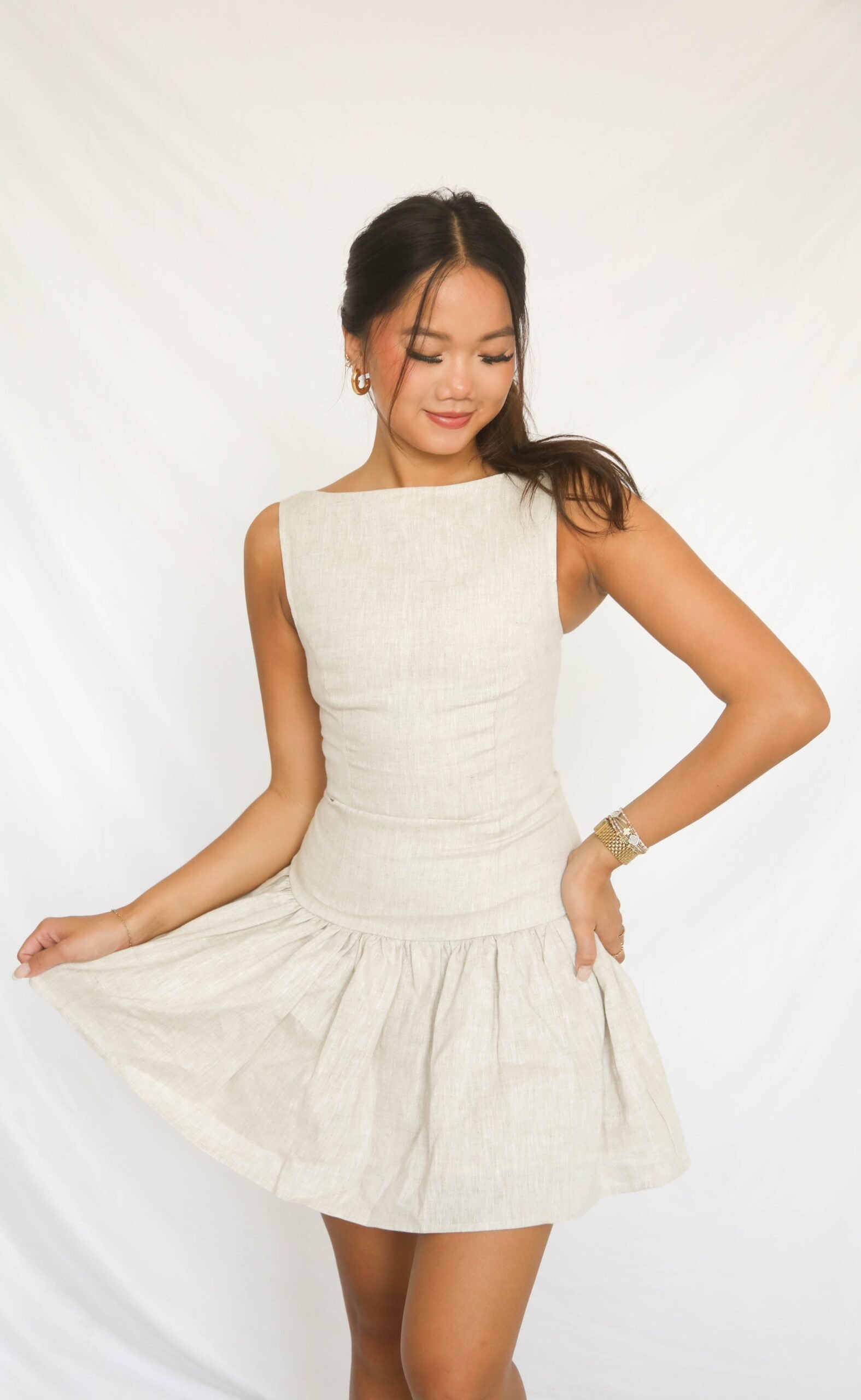 see you again linen mini dress