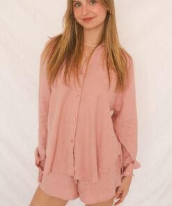 z supply: the perfect linen top - pink smoke