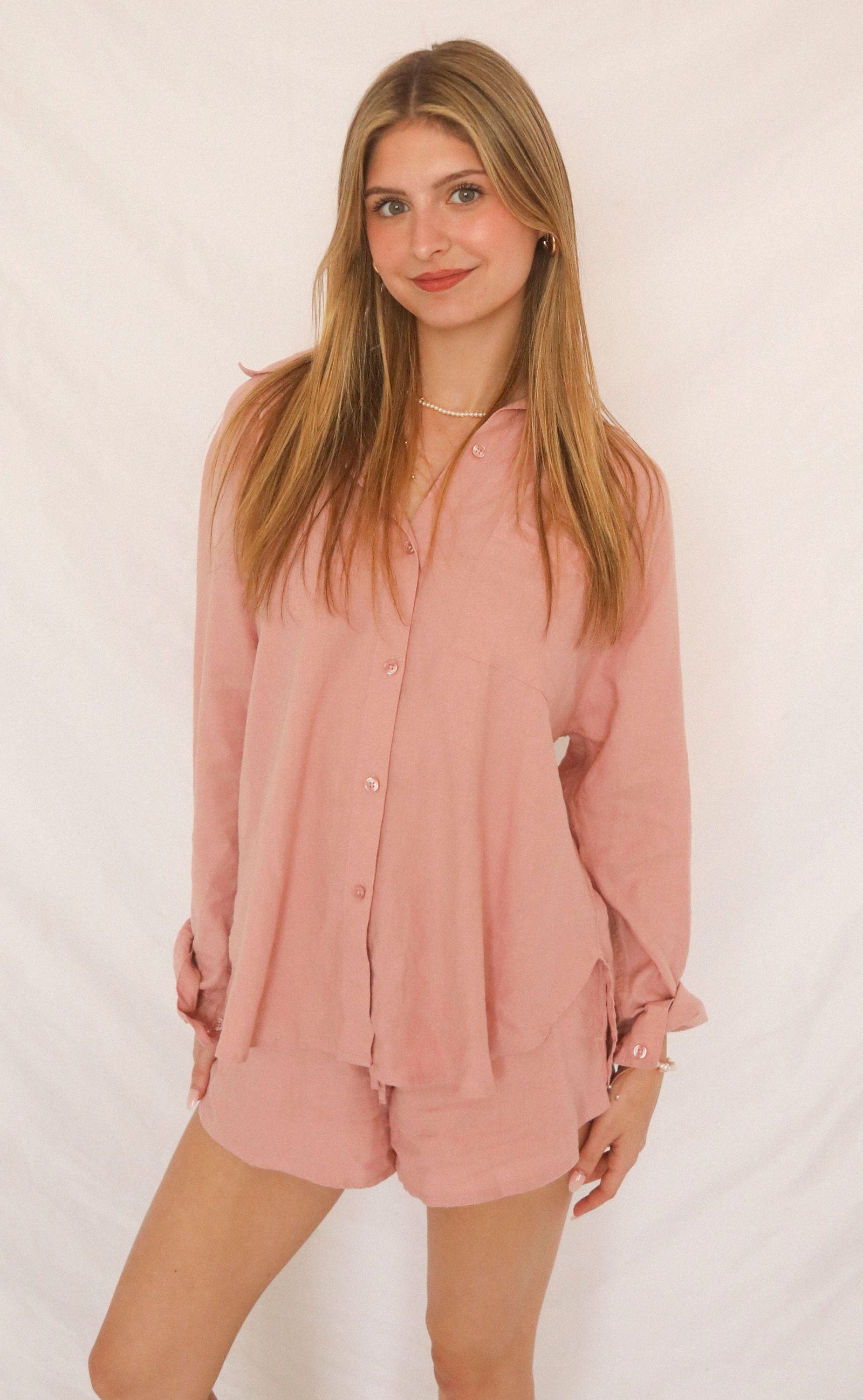 z supply: the perfect linen top - pink smoke